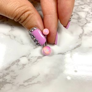 Marble pink belly ring